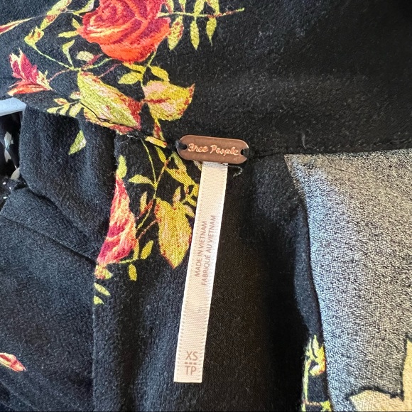 Free People Black & Yellow Floral Print Open Back Mini Dress XS - Picture 11 of 12